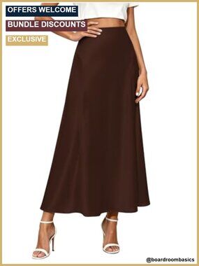 Women's Satin Maxi Skirt A-Line Flowy High Waist Long Skirt